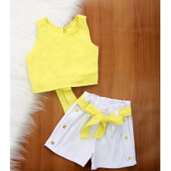 Cj. Cropped Short Botões