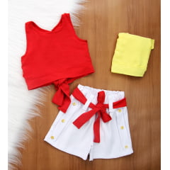 Cj. Cropped Short Botões