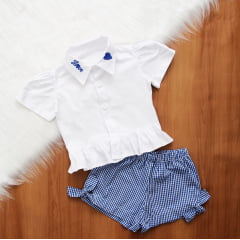 Cj. Camisa Short Xadrez 