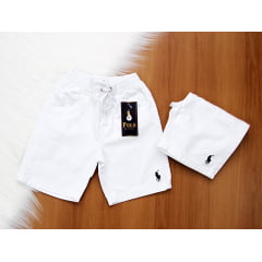 Short Branco Polo Elástico  