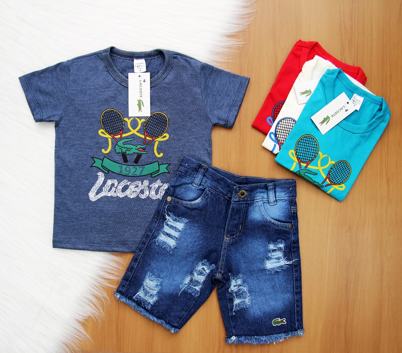 Cj. Lct Short Jeans Infantil 